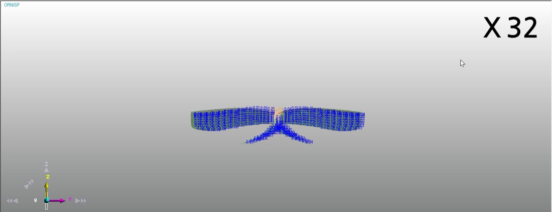 Flapping-wing motion and aerodynamic load vectors in RecurDyn.